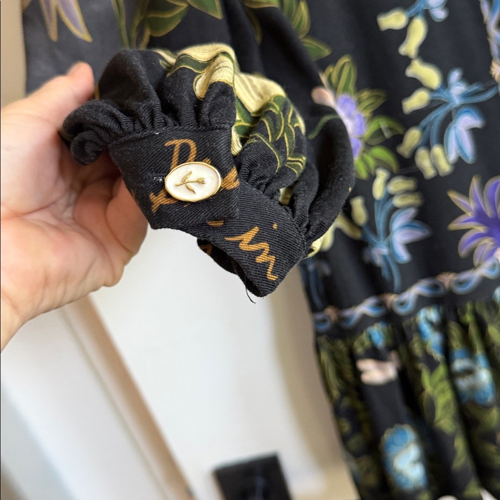 FARM Rio Black and Purple Buttoned Peplum Dress 💯 rayon - Picture 12 of 17